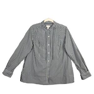 LOGO Lori Goldstein Gray Striped Long Sleeve Button Up Shirt Academia SIZE 6